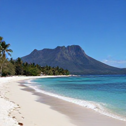 Caribbean Holidays, Montserrat in February, Quiet tropical beach on Montserrat in February, with volcanic hills, green vegetation and clear blue Caribbean water