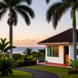 Caribbean Holidays, Montserrat in June, A comfortable small guesthouse on Montserrat surrounded by tropical greenery, with a sunset view over the Caribbean Sea
