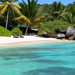 Caribbean Holidays, Montserrat in March, Clear turquoise sea beside a secluded Montserrat cove, with two sun loungers and lush tropical vegetation