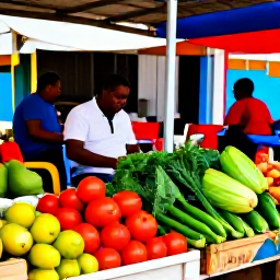 Caribbean Holidays, Montserrat in May, Colourful local market and friendly outdoor dining scene in Montserrat, showing fresh tropical produce and Caribbean island life