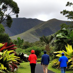Caribbean Holidays, Montserrat in October, Guided hike through Montserrat rainforest with visitors viewing volcanic hills and tropical plants