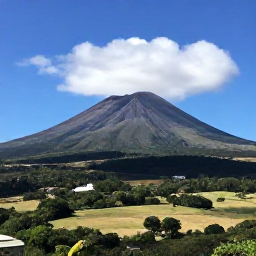 Caribbean Holidays, Montserrat in October, Viewpoint over the Soufri&egrave;re Hills volcano and the abandoned landscape of Plymouth, Montserrat, under a bright cloudy sky
