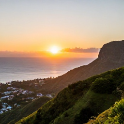 Caribbean Holidays, Montserrat Instagram Hotspots, Golden-hour photograph from a Montserrat viewpoint, showing the Caribbean Sea, green hills and a warm February sunset
