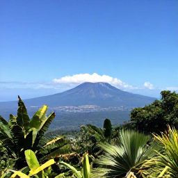 Caribbean Holidays, Montserrat Instagram Hotspots, View across Montserrat towards Soufri&egrave;re Hills volcano on a clear February day, with lush foreground vegetation and blue sky
