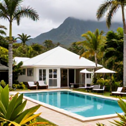 Caribbean Holidays, Montserrat January Holidays, Adults-only boutique accommodation in Montserrat surrounded by tropical greenery, with an inviting pool and peaceful outdoor seating