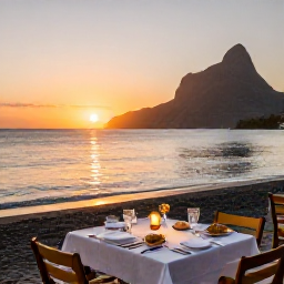 Caribbean Holidays, Montserrat January Holidays, Romantic sunset dinner at a small beachfront restaurant in Montserrat, with local Caribbean food and calm sea views