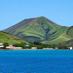 Caribbean Holidays, Montserrat June Holidays, A sunny coastal view of Montserrat in June, with green volcanic hills, clear blue water and a small fishing village