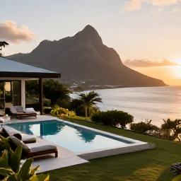 Caribbean Holidays, Montserrat Luxury, A stylish luxury villa overlooking the Caribbean Sea on Montserrat at sunset
