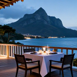 Caribbean Holidays, Montserrat Luxury, An elegant Caribbean dinner on a terrace overlooking the sea on Montserrat