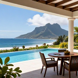 Caribbean Holidays, Montserrat Luxury Holidays, An elegant private villa terrace with an infinity pool, outdoor dining and views across Montserrat's Caribbean coastline