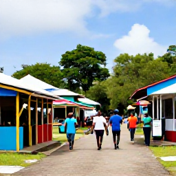 Caribbean Holidays, Montserrat May Holidays, Visitors walking through a lively Montserratian village with local shops, music and friendly community atmosphere