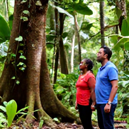Caribbean Holidays, Montserrat Nature Holidays, Friendly local guide leading visitors through Montserrat rainforest, authentic Caribbean eco-tourism experience