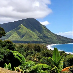 Caribbean Holidays, Montserrat Nature Holidays, Green volcanic hills, tropical woodland and a quiet coastal view on Montserrat in July