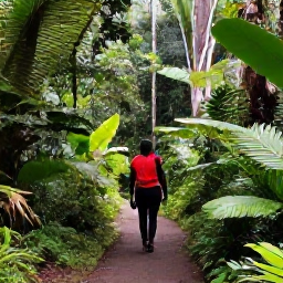 Caribbean Holidays, Montserrat Nature Holidays, Guided rainforest walk through Montserrat, with tropical foliage, a narrow trail and a local guide