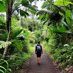 Caribbean Holidays, Montserrat Nature Holidays, Hiker walking through Montserrat&rsquo;s lush rainforest on a marked nature trail, tropical Caribbean scenery