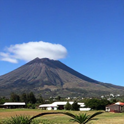 Caribbean Holidays, Montserrat Nature Holidays, Panoramic view of Soufriere Hills volcano and the abandoned city of Plymouth on Montserrat under a clear June sky