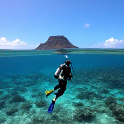 Caribbean Holidays, Montserrat Scuba Diving, A diver exploring a clear Caribbean reef off the coast of Montserrat in warm December sunshine