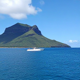 Caribbean Holidays, Montserrat Scuba Diving, Small dive boat travelling along Montserrat's green volcanic coastline on a sunny Caribbean day