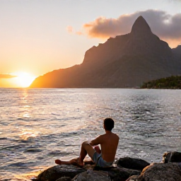 Caribbean Holidays, Montserrat Solo Holidays, A peaceful sunset over Montserrat&rsquo;s Caribbean coastline, with a solo traveller relaxing near the water