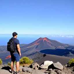 Caribbean Holidays, Montserrat Solo Holidays, A solo visitor exploring the Montserrat Volcano Observatory, looking towards the Soufri&egrave;re Hills volcanic landscape under a clear blue sky