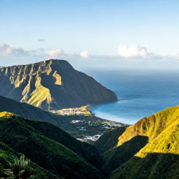 Caribbean Holidays, Montserrat Tours, A panoramic view of Montserrat&rsquo;s volcanic coastline, green hills and Caribbean Sea in warm December sunlight