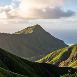 Caribbean Holidays, Montserrat Tours July, A panoramic view of Montserrat&rsquo;s green volcanic hills, coastline and warm Caribbean light in July