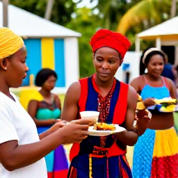 Caribbean Holidays, Montserrat Tours July, A small group enjoying a colourful local cultural tour in Montserrat, with Caribbean music, food and friendly island atmosphere