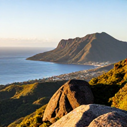 Caribbean Holidays, Montserrat Walking, A panoramic viewpoint over Montserrat&rsquo;s volcanic landscape, forested hills and blue Caribbean water in warm January light