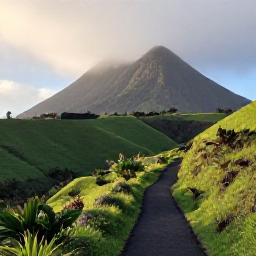 Caribbean Holidays, Montserrat Walking, A peaceful December hiking trail through Montserrat's green hills, with volcanic peaks, tropical vegetation and soft morning light