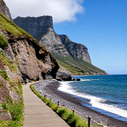 Caribbean Holidays, Montserrat Walking Holidays, A coastal walking path on Montserrat overlooking the Caribbean Sea, rugged cliffs and a black-sand beach