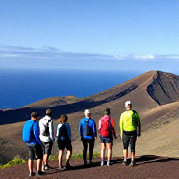 Caribbean Holidays, Montserrat Walking Holidays, A friendly small group of walkers enjoying a sunny January viewpoint over Montserrat's coastline and volcanic hills
