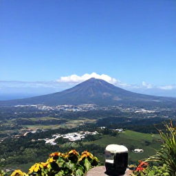 Caribbean Holidays, Montserrat Walking Holidays, A panoramic viewpoint over Soufri&egrave;re Hills volcano and Montserrat&rsquo;s exclusion zone under a clear blue sky