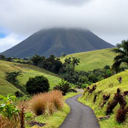 Caribbean Holidays, Montserrat Walking Holidays, A peaceful walking trail through Montserrat's green hills in May, with volcanic peaks and tropical vegetation
