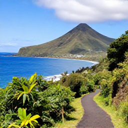 Caribbean Holidays, Montserrat Walking Holidays, A scenic coastal walking trail on Montserrat with volcanic hills, tropical greenery and the Caribbean Sea