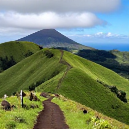 Caribbean Holidays, Montserrat Walking Holidays, A scenic September walking trail through Montserrat's lush green hills, with volcanic peaks and the Caribbean Sea in the distance