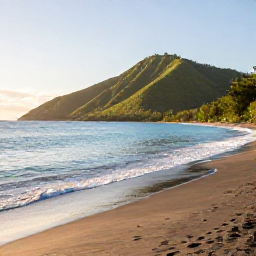 Caribbean Holidays, Montserrat Wellness, Quiet black-sand beach on Montserrat in February, with calm turquoise water, green hills and soft morning sunlight
