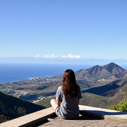 Caribbean Holidays, Montserrat Wellness, Traveller overlooking Montserrat coastline and volcanic landscape in January, peaceful scenic viewpoint, clear Caribbean sky
