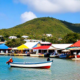 Caribbean Holidays, Multi-Country Holidays, Colourful waterfront in Kingstown, Saint Vincent, with fishing boats, local market stalls and green hills in the background