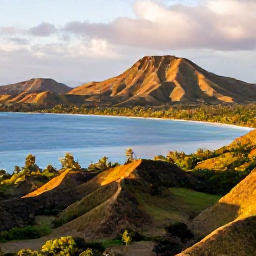 Caribbean Holidays, Nature Holidays, A panoramic Caribbean island landscape showing Bonaire, Sint Eustatius and Saba, with calm turquoise water, dry hills and lush volcanic slopes under warm sunlight