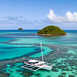 Caribbean Holidays, Nature Holidays, Traditional sailing boat approaching the Tobago Cays, with turquoise water, coral reefs and green uninhabited islands