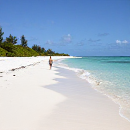 Caribbean Holidays, Nature Holidays, Traveller walking along a quiet white sand beach beside clear shallow Caribbean water on Providenciales