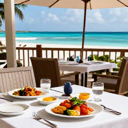 Caribbean Holidays, November Adults Only, Elegant adults-only resort restaurant serving fresh Caribbean seafood at an outdoor table in Turks and Caicos