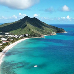 Caribbean Holidays, November Adventures, Aerial view of Saint Martin and Sint Maarten coastline in November, with turquoise sea, green hills and small boats
