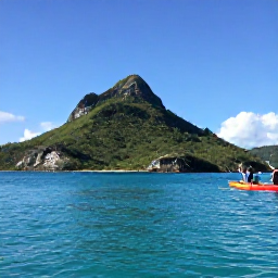 Caribbean Holidays, November Adventures, Kayakers paddling through clear turquoise water beside green tropical islands in the United States Virgin Islands