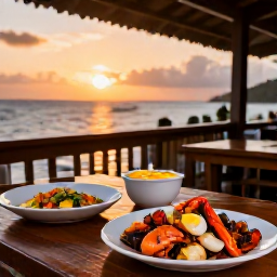 Caribbean Holidays, November Backpacking, A friendly open-air Caribbean restaurant serving fresh seafood and local dishes at sunset