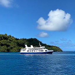 Caribbean Holidays, November Backpacking, A small inter-island ferry travelling between lush Caribbean islands under a bright November sky