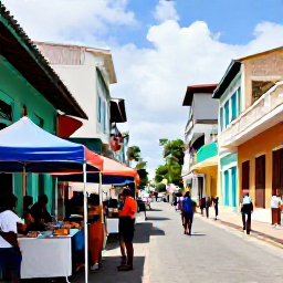 Caribbean Holidays, November Backpacking, Colourful Port of Spain street scene in November, with local food stalls, musicians and visitors exploring the city