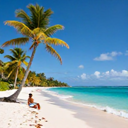 Caribbean Holidays, November Beach Holidays, Turquoise sea, white sand beach and palm trees on Tortola in the British Virgin Islands, bright November sunshine