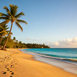 Caribbean Holidays, November Beaches, A quiet golden beach on Saint Lucia with turquoise water, palm trees and soft morning light