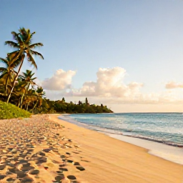 Caribbean Holidays, November Beaches, A wide golden beach on Saint Kitts with calm turquoise sea, palm trees and warm November sunshine